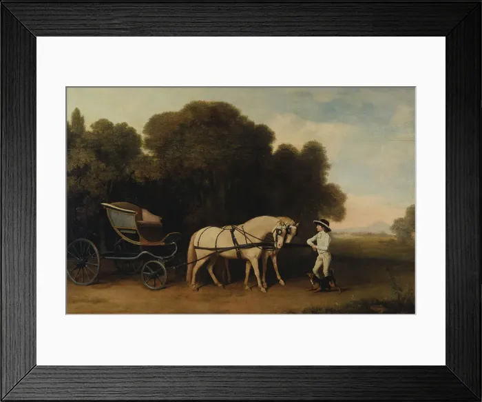 Framed Print : Phaeton Pair Cream Ponies Stable-Lad George Stubbs Framed Print : Phaeton Pair Cream Ponies Stable-Lad George Stubbs