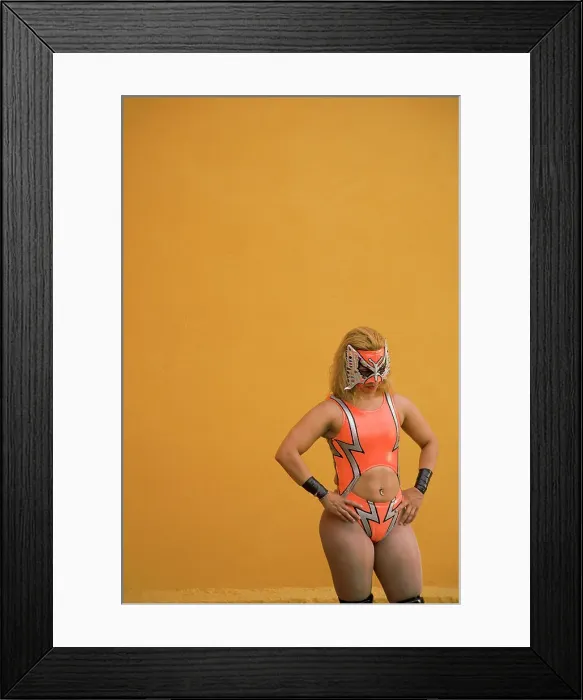 Framed Print : BLD069804. Hispanic woman wearing Mexican wrestling costume Framed Print : BLD069804. Hispanic woman wearing Mexican wrestling costume