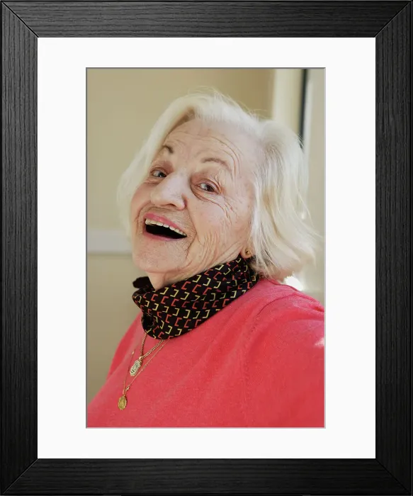 Framed Print : BLD016384. Elderly woman smiling for the camera Framed Print : BLD016384. Elderly woman smiling for the camera