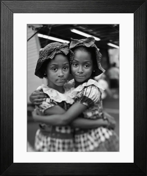 Framed Print : BLD002844. Young female twins hugging each other Framed Print : BLD002844. Young female twins hugging each other