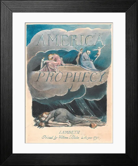 Framed Print : America. Prophecy Plate 2 Title Page Print William Blake