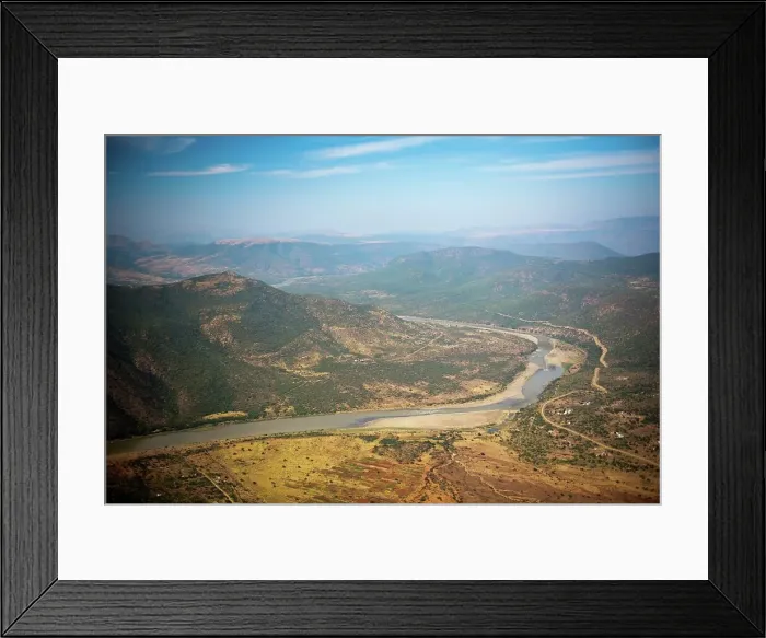 Framed Print : Aerial view of the Tugela River near Tulela Ferry Framed Print : Aerial view of the Tugela River near Tulela Ferry