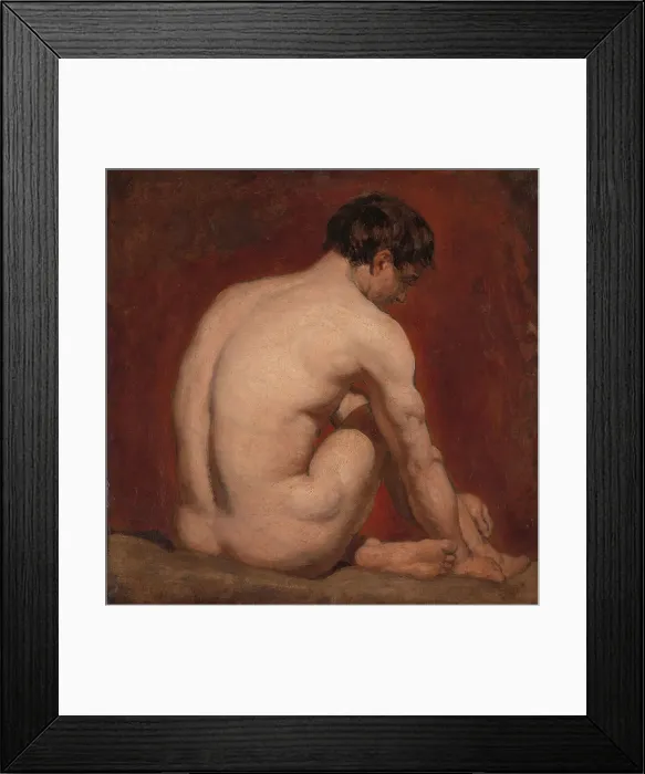 Framed Print : Male Nude Kneeling Back Attributed William Etty Framed Print : Male Nude Kneeling Back Attributed William Etty