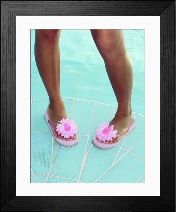 Framed Print : BLD067810. Close up of floral flipflops Framed Print : BLD067810. Close up of floral flipflops