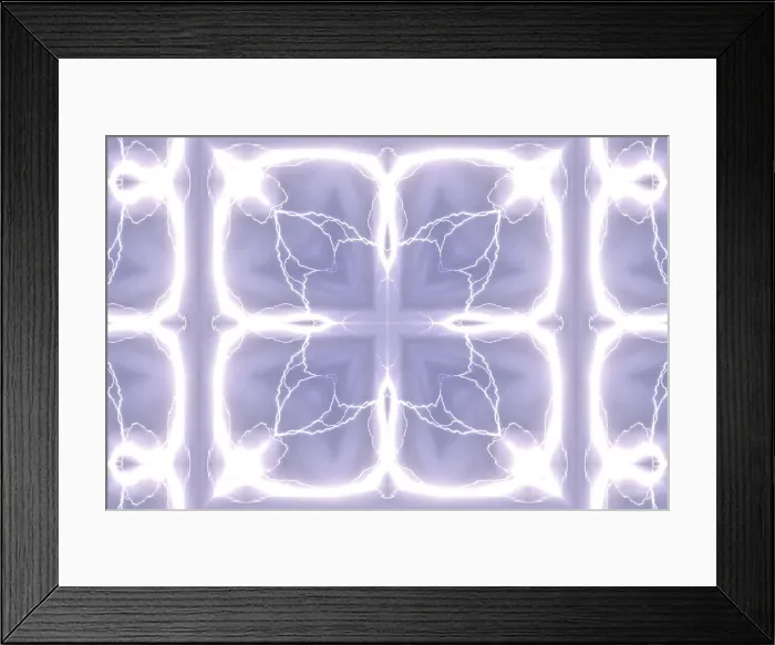 Framed Print : An abstract pattern made by applying fractal mirroring to a lightning photo Framed Print : An abstract pattern made by applying fractal mirroring to a lightning photo