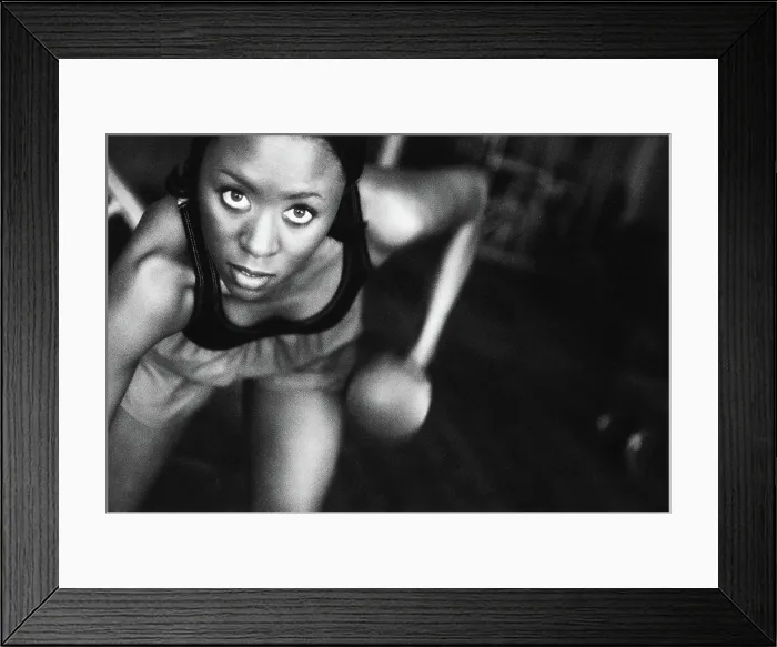 Framed Print : African woman lifting hand weight Framed Print : African woman lifting hand weight