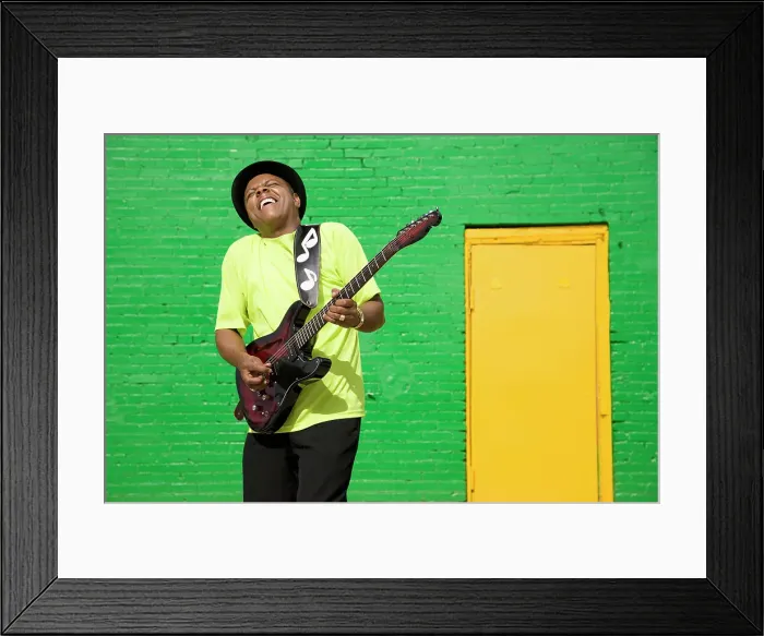 Framed Print : BLD192967. African musician playing electric guitar Framed Print : BLD192967. African musician playing electric guitar
