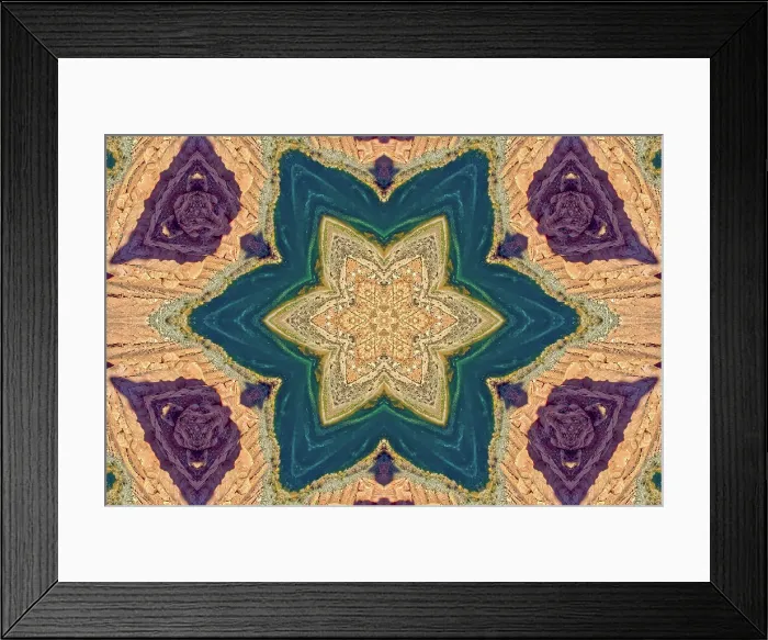 Framed Print : A geometrical abstract pattern made by applying fractal mirroring to a photo of Horseshoe Bend Arizona