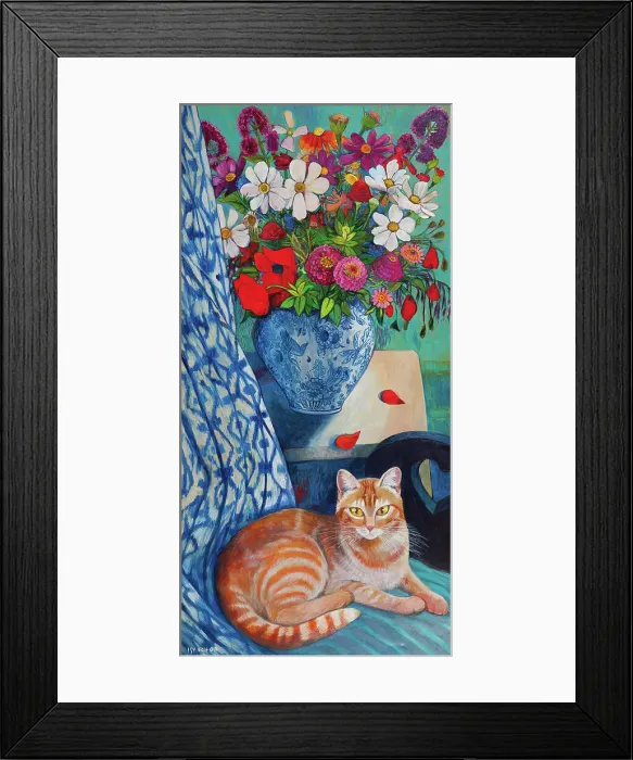 Framed Print : Cat with bouquet - honoring Valadon, Isy Ochoa
