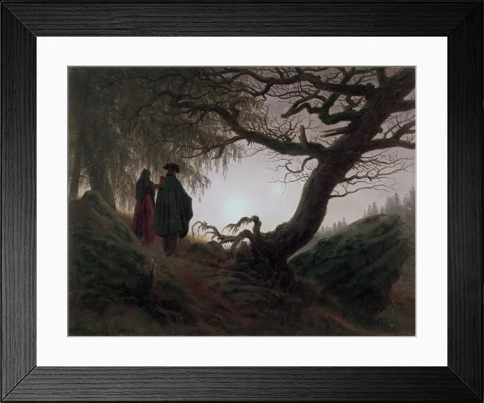 Framed Print : Man & Woman Contemplating The Moon C Framed Print : Man & Woman Contemplating The Moon C