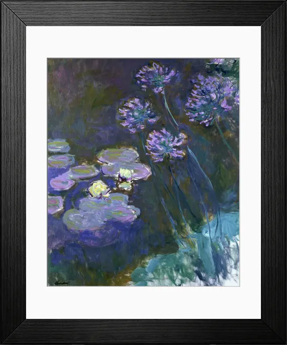 Framed Print : Water Lilies & Agapanthus by Monet Framed Print : Water Lilies & Agapanthus by Monet
