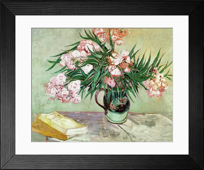Framed Print : Still Life: Vase with Oleander and Books by van Gogh Framed Print : Still Life: Vase with Oleander and Books by van Gogh