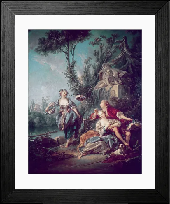 Framed Print : The Flower Gatherers by Boucher Framed Print : The Flower Gatherers by Boucher