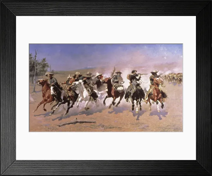 Framed Print : A Dash for the Timber by Remington Framed Print : A Dash for the Timber by Remington