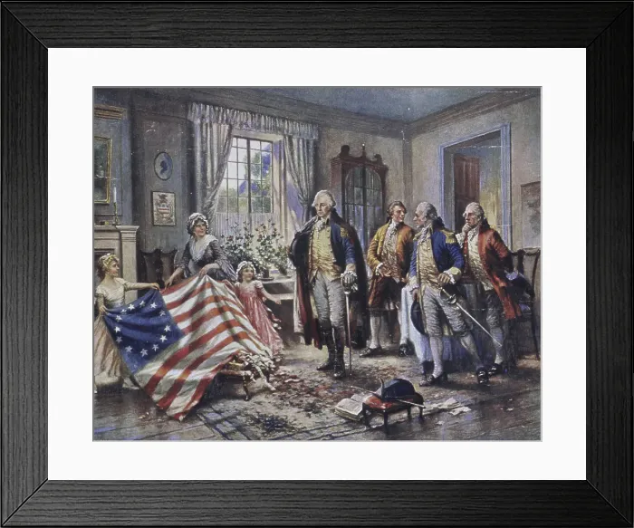 Framed Print : Betsy Ross Shows Washington the Stars & Stripes by Moran Framed Print : Betsy Ross Shows Washington the Stars & Stripes by Moran