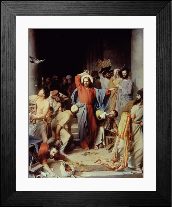 Framed Print : Christ driving the Money by Carl Heinrich Bloch