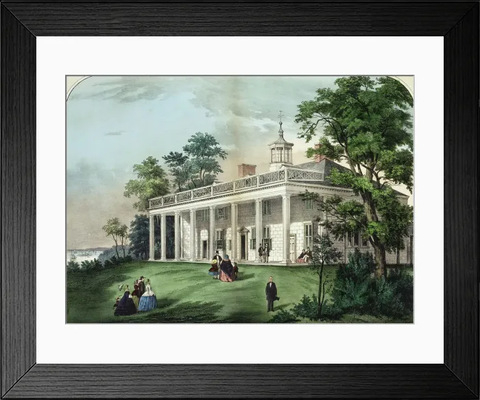 Framed Print : The Home Of Washington Currier & Ives (1834-1907 American)