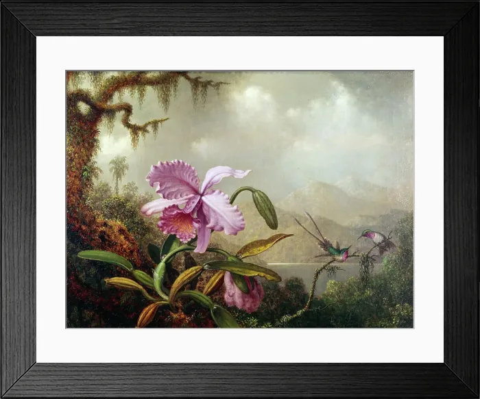 Framed Print : Hummingbirds and Orchids by Heade Framed Print : Hummingbirds and Orchids by Heade
