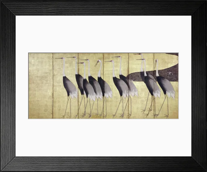 Framed Print : Cranes-Japanese Edo Screen Painting by Korin Framed Print : Cranes-Japanese Edo Screen Painting by Korin
