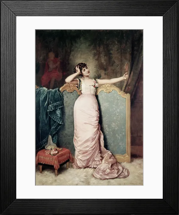 Framed Print : Admiring Herself Toulmouche, Auguste(1829-1890 French)