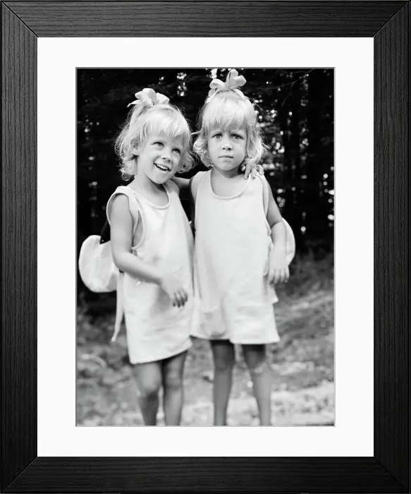 Framed Print : Portrait of twin sisters at twins festival in Ohio Framed Print : Portrait of twin sisters at twins festival in Ohio