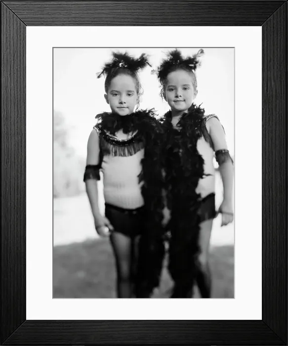 Framed Print : Portrait of twin sisters at twins festival in Ohio Framed Print : Portrait of twin sisters at twins festival in Ohio
