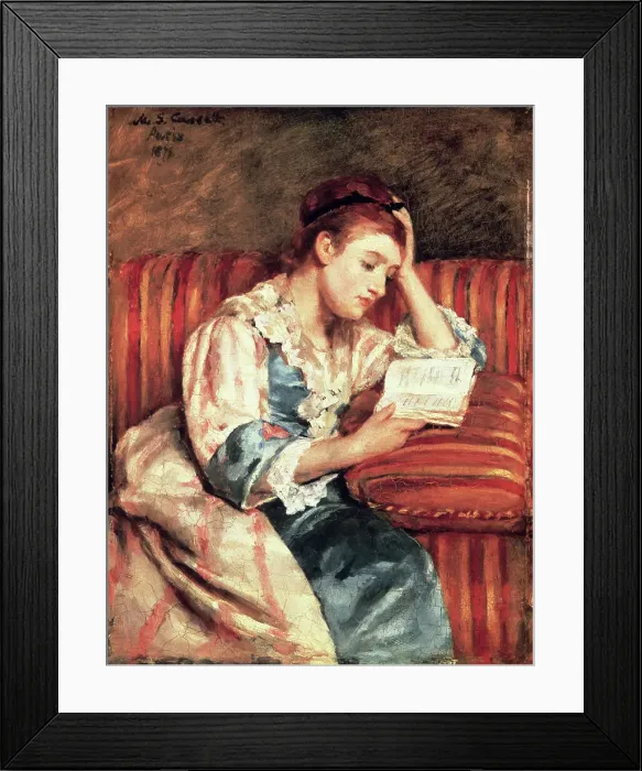 Framed Print : Young Woman Reading by Cassatt