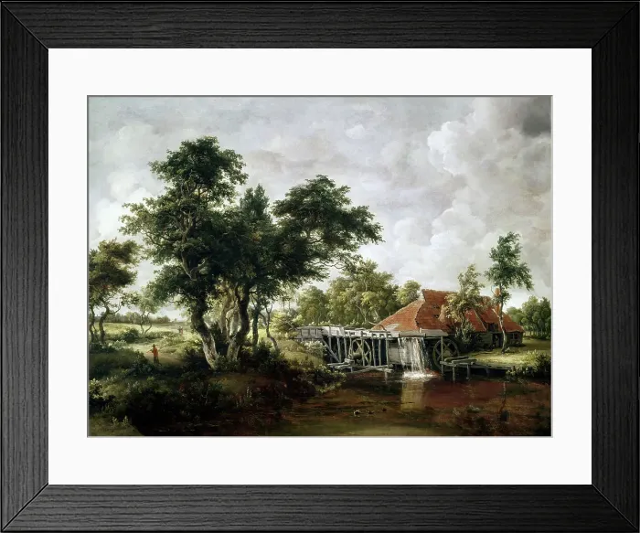 Framed Print : The Watermill With The Great Red Roof Meindert Hobbema (1638-1709 Dutch) Framed Print : The Watermill With The Great Red Roof Meindert Hobbema (1638-1709 Dutch)