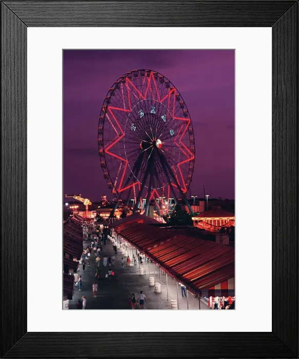 Framed Print : Ferris Wheel and the midway at the Texas State Fair at night