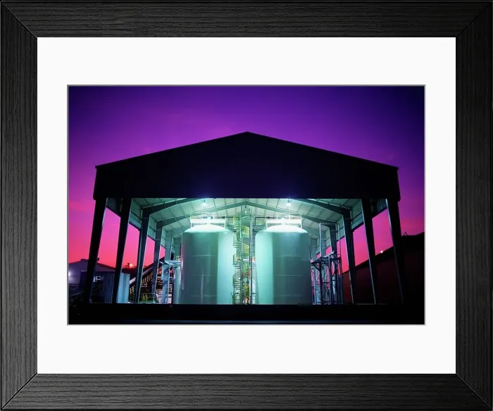 Framed Print : Toxic waste storage tanks at sunset, Texas, USA Framed Print : Toxic waste storage tanks at sunset, Texas, USA