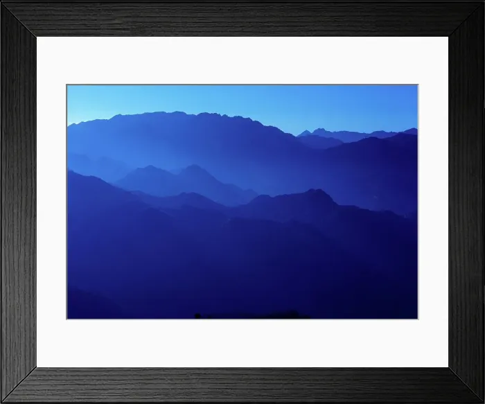 Framed Print : Fog surrounding mountains at sunrise, China Framed Print : Fog surrounding mountains at sunrise, China