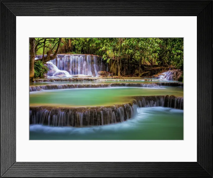 Framed Print : Kuang Si Falls, waterfall, Luang Prabang Laos Framed Print : Kuang Si Falls, waterfall, Luang Prabang Laos