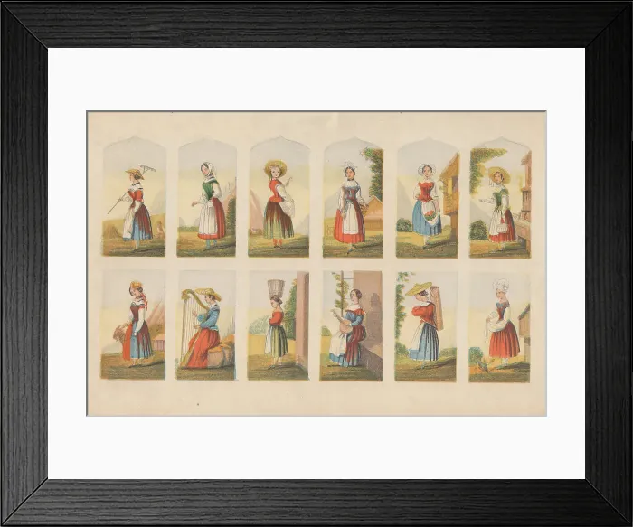 Framed Print : Swiss Costumes Bradshaw & Blacklock Active Ca.1850