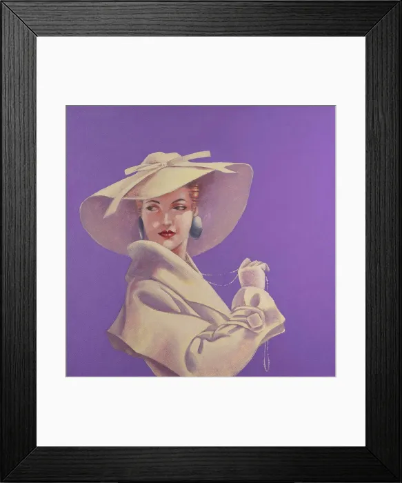 Framed Print : Woman in Pale Hat, Acrylic Painting on Canvas