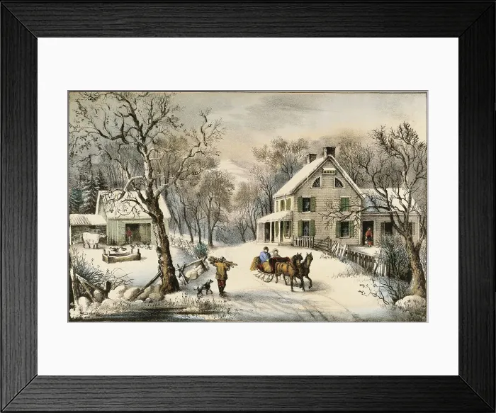 Framed Print : American Homestead Winter by Currier & Ives Framed Print : American Homestead Winter by Currier & Ives