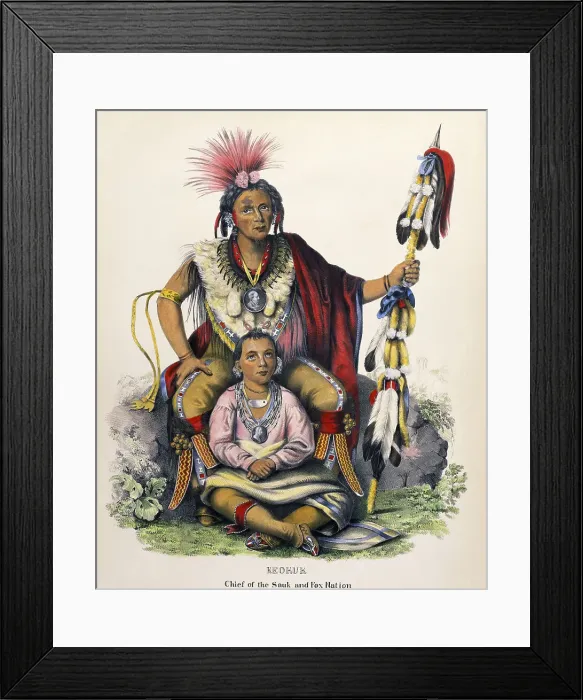 Framed Print : Keokuk (Chief of the Sauk and Fox Nation) by Kin Framed Print : Keokuk (Chief of the Sauk and Fox Nation) by Kin