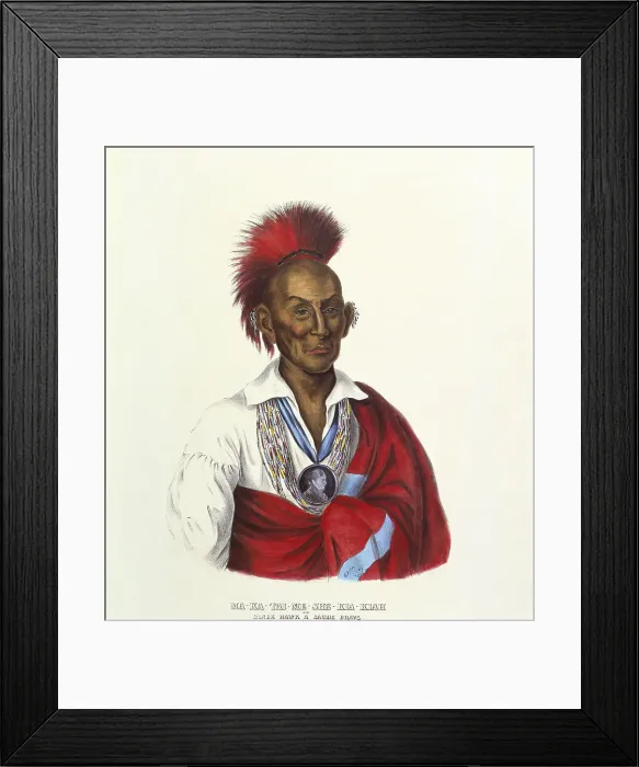 Framed Print : Ma-ka-tai-me-she-kiah (BLACK HAWK-A SAUKIE BRAVE) by King Framed Print : Ma-ka-tai-me-she-kiah (BLACK HAWK-A SAUKIE BRAVE) by King