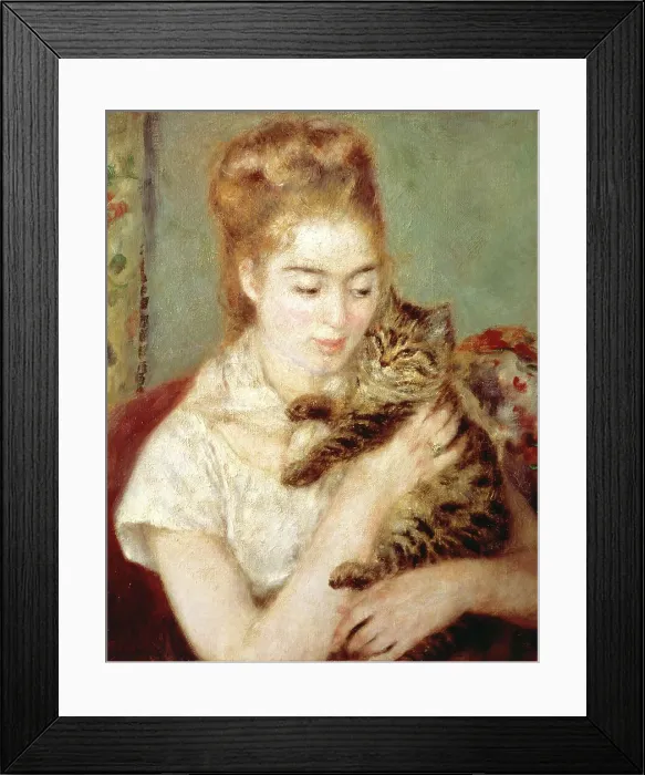 Framed Print : Woman With A Cat by Renoir Framed Print : Woman With A Cat by Renoir