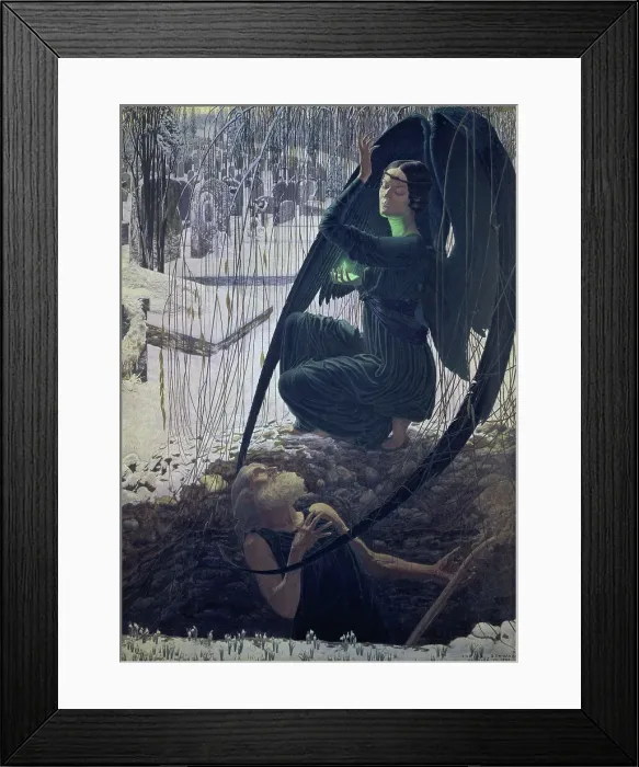 Framed Print : The Death of a Grave-Digger by Carlos Schwabe (Also listed as The Angel of Death) Framed Print : The Death of a Grave-Digger by Carlos Schwabe (Also listed as The Angel of Death)