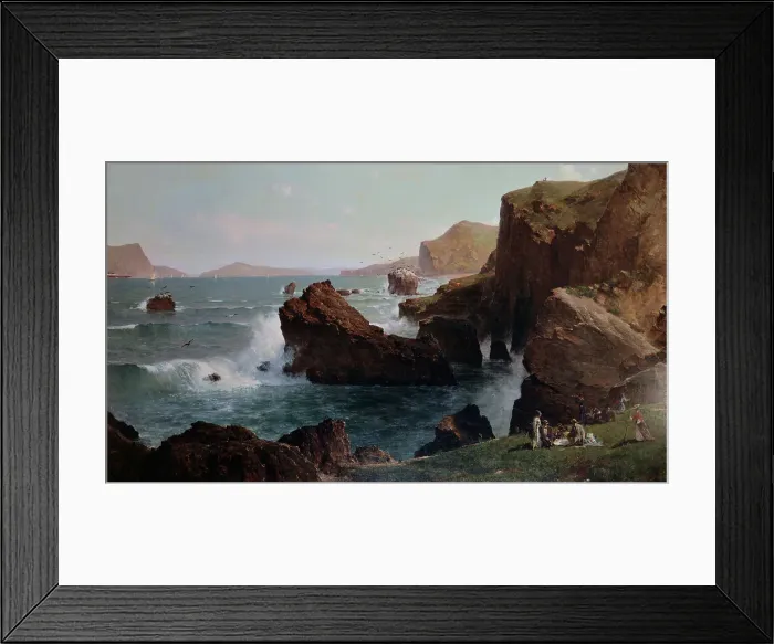 Framed Print : Picnic by the Sea by Thomas Hill Framed Print : Picnic by the Sea by Thomas Hill