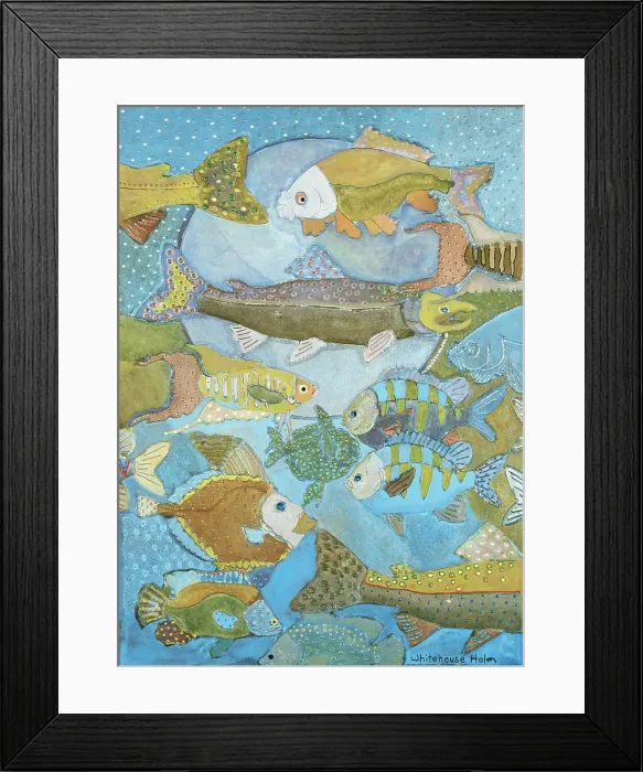 Framed Print : Fish Me to the Moon by Whitehouse-Holm