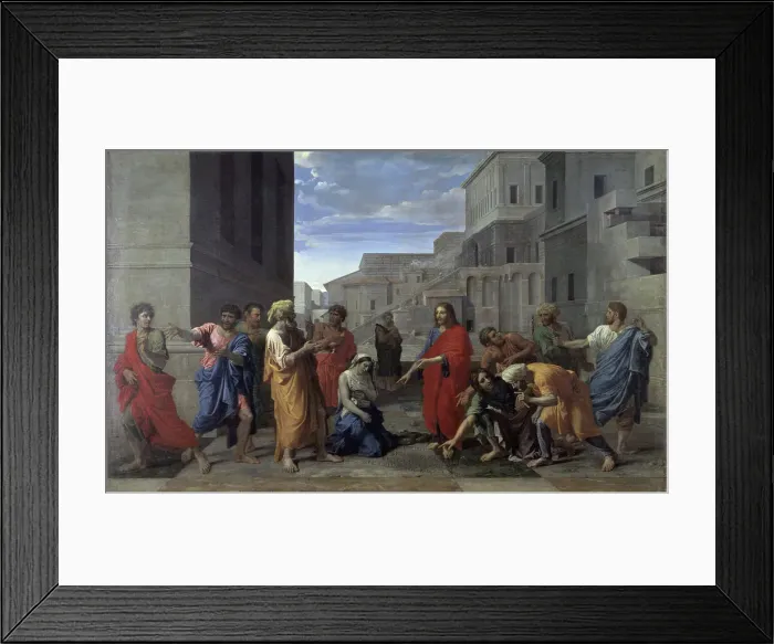 Framed Print : Christ and Woman Taken in Adultery by Poussin