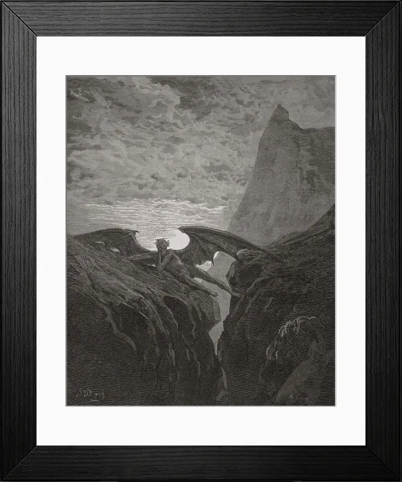 Framed Print : Satan Resting On The Mountain by Dore