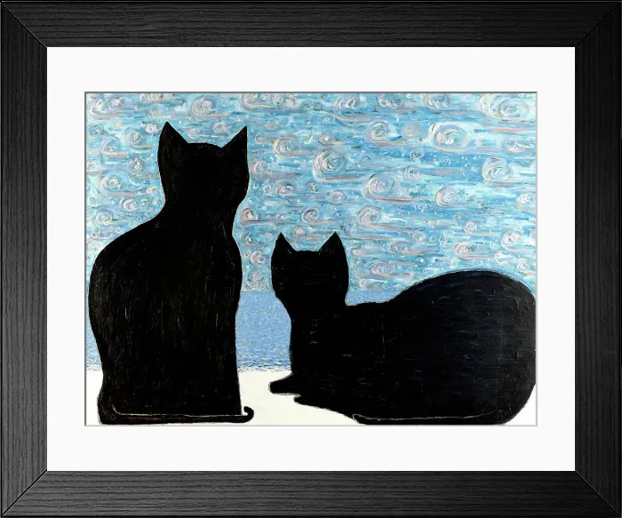 Framed Print : Cats at the Beach by Sickles Framed Print : Cats at the Beach by Sickles