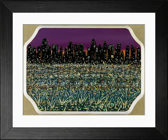 Framed Print : Reeds in Foreground New York Skyline by Sickles