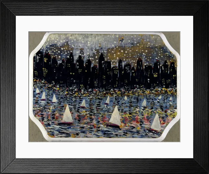 Framed Print : Sailboats in Foreground New York Skyline by Sickles
