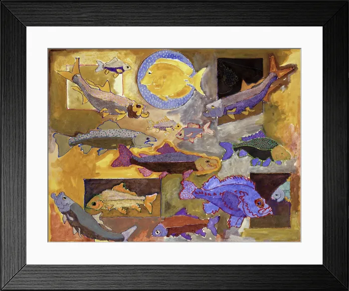 Framed Print : Fish Secrets by Whitehouse-Holm Framed Print : Fish Secrets by Whitehouse-Holm