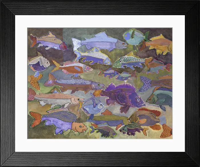 Framed Print : Purple Perca Plus Pals by Whitehouse-Holm Framed Print : Purple Perca Plus Pals by Whitehouse-Holm