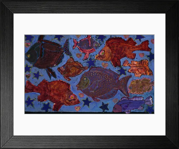 Framed Print : Nine Fish in a Sky of Blue by Whitehouse-Holm Framed Print : Nine Fish in a Sky of Blue by Whitehouse-Holm