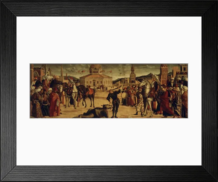 Framed Print : St. George Leading the Wounded Dragon into Town by Carpaccio Framed Print : St. George Leading the Wounded Dragon into Town by Carpaccio